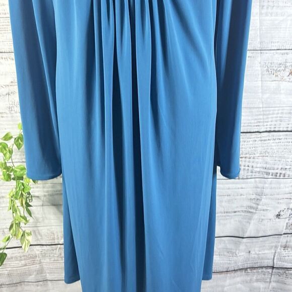 Chadwicks Dress size Extra Large Teal Slinky Stretch Peasant Stretch Modest Boho - Picture 10 of 16
